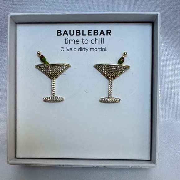 BaubleBar Jewelry - BaubleBar Time To Chill Olive Martini Earrings - Gold and Silver